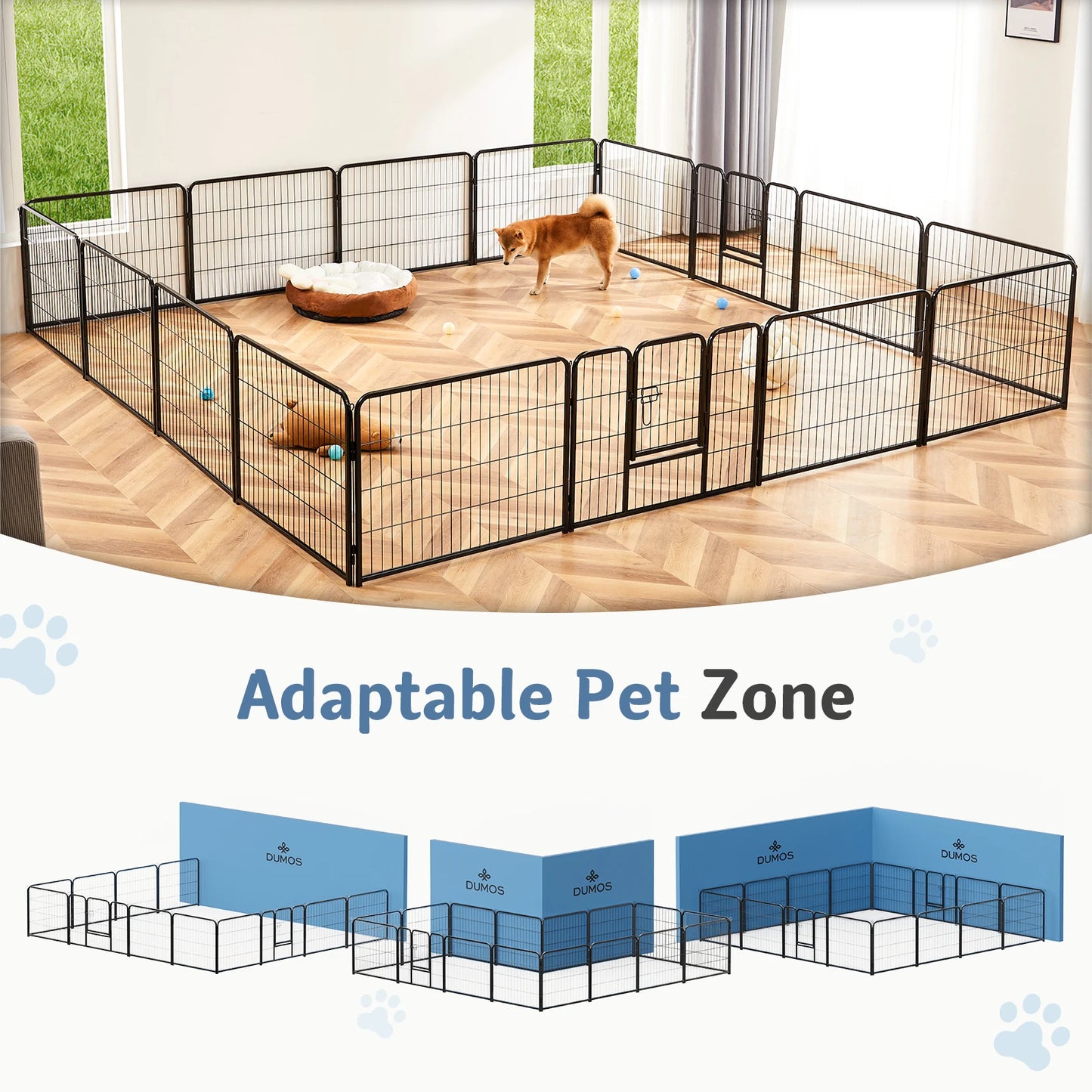 JHK 16 Panels Dog Playpen Metal Fence Foldable Outdoor Yard Gate