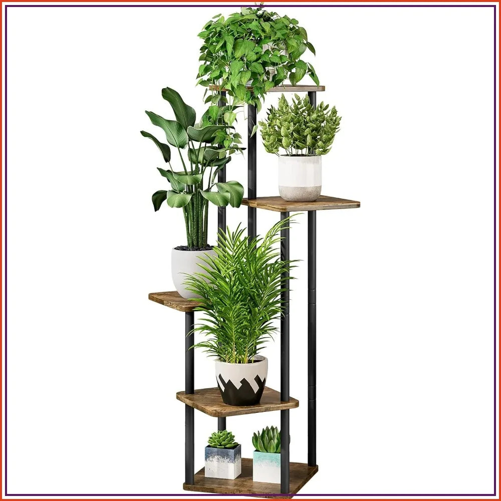 5 Tier Tall Plant Stand Indoor Metal Flower Shelf For Multiple Plants