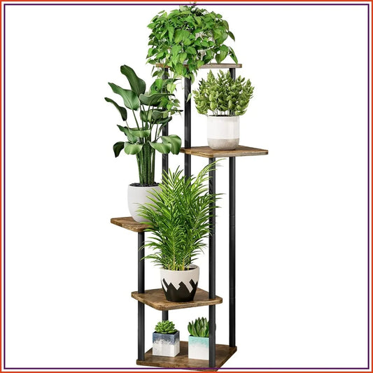5 Tier Tall Plant Stand Indoor Metal Flower Shelf For Multiple Plants