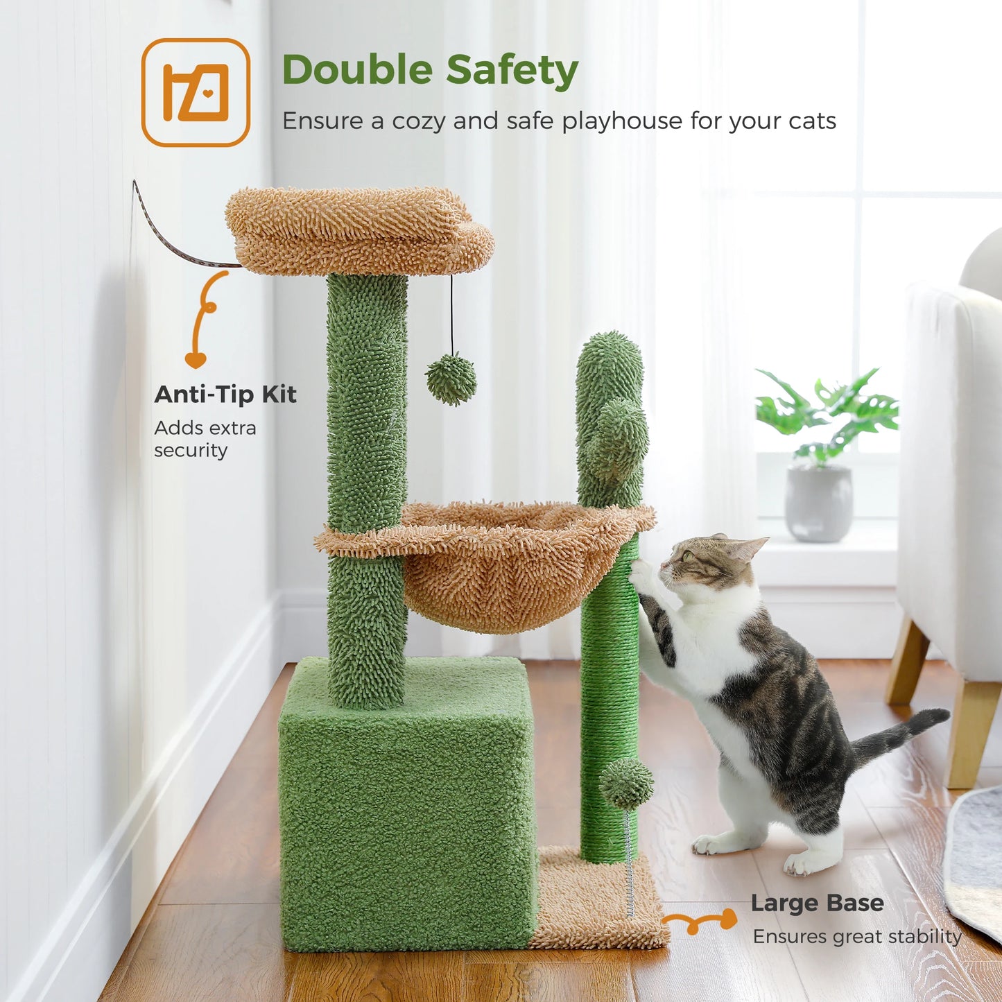 PAWZ Road 4-In-1 Cat Tree With Condo Sisal Scratching Post