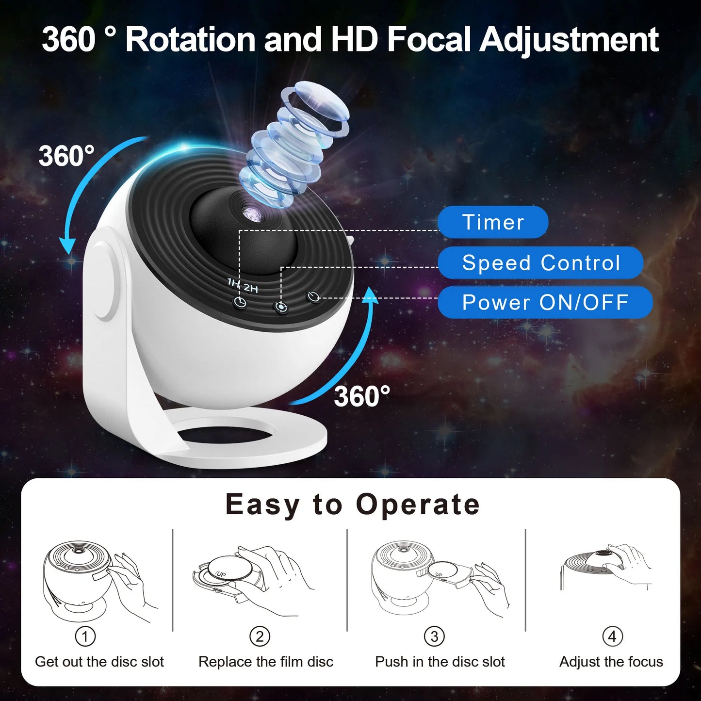 Mexllex Galaxy Ultral Star Projector 13 In 1 LED Night Light With Discs