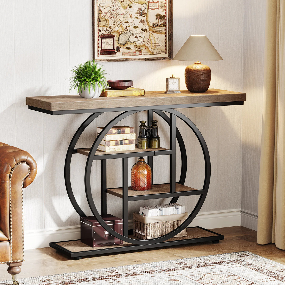 Tribesigns Four Tier Industrial Metal Entryway Console Table