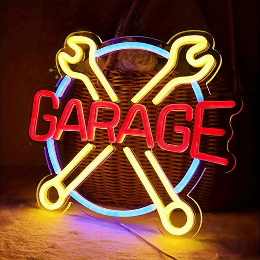 Thiixdai Garage Wrench Cross LED Neon Sign USB Wall Light