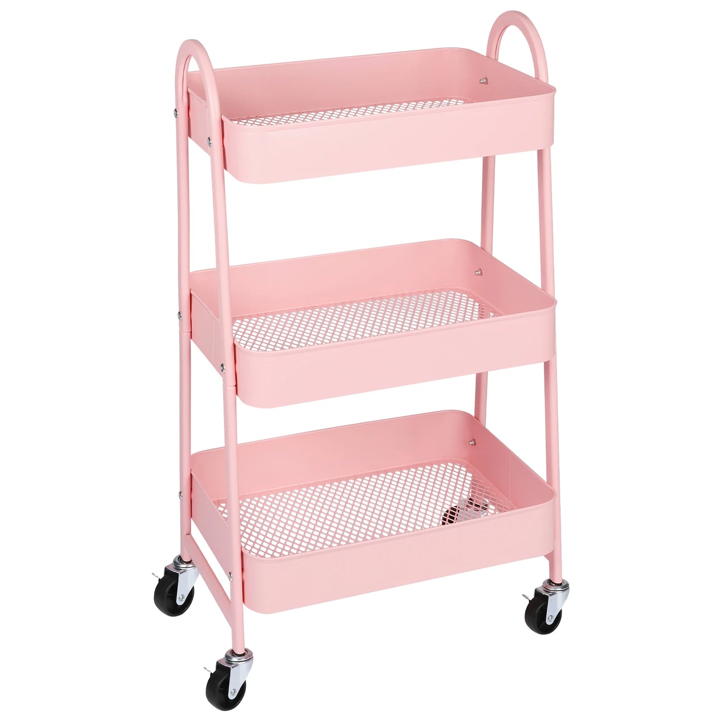 JHK 3 Tier Metal Storage Cart With Lockable Wheels