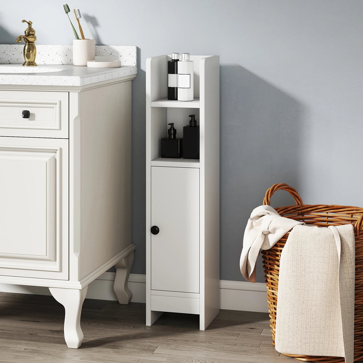 HOMASIS Bathroom Storage Cabinet With One Door And Two Shelves