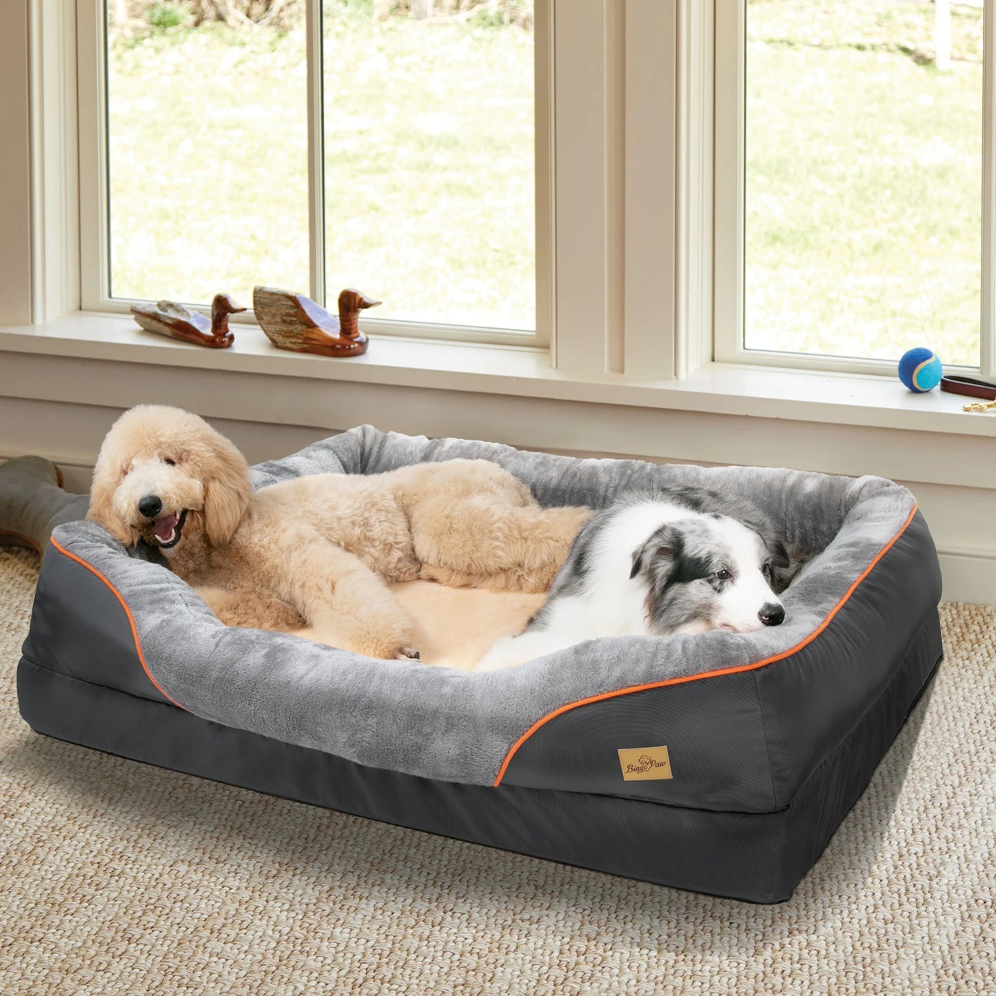 BINGOPAW Large Dog Bed With Removable Washable Waterproof Fleece Cover