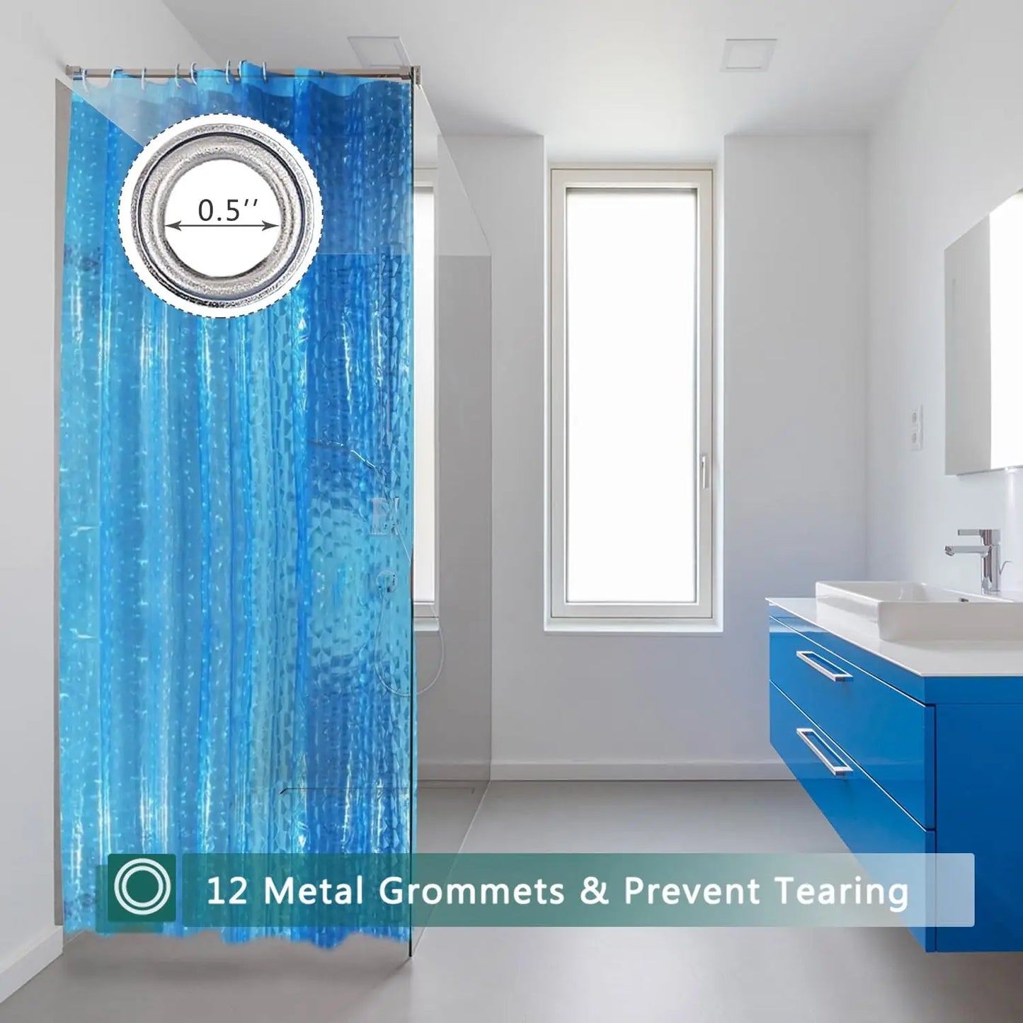 Waterproof EVA Shower Curtain Liner With Weighted Magnets