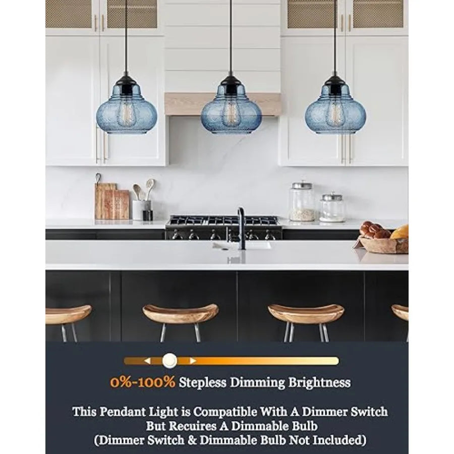 Modern Hand Blown Bubble Glass Pendant Light Fixtures