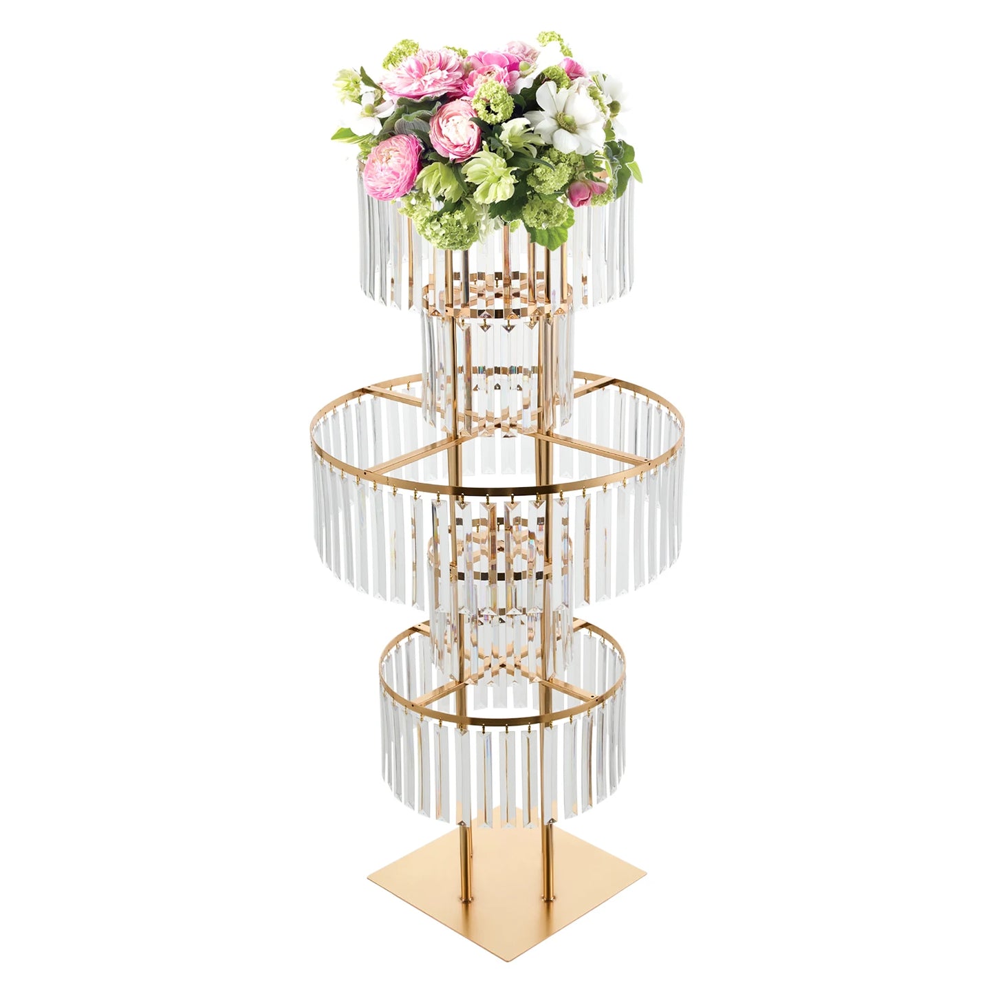 Five-Tier Iron and Acrylic Wedding Flower Stand Centerpiece