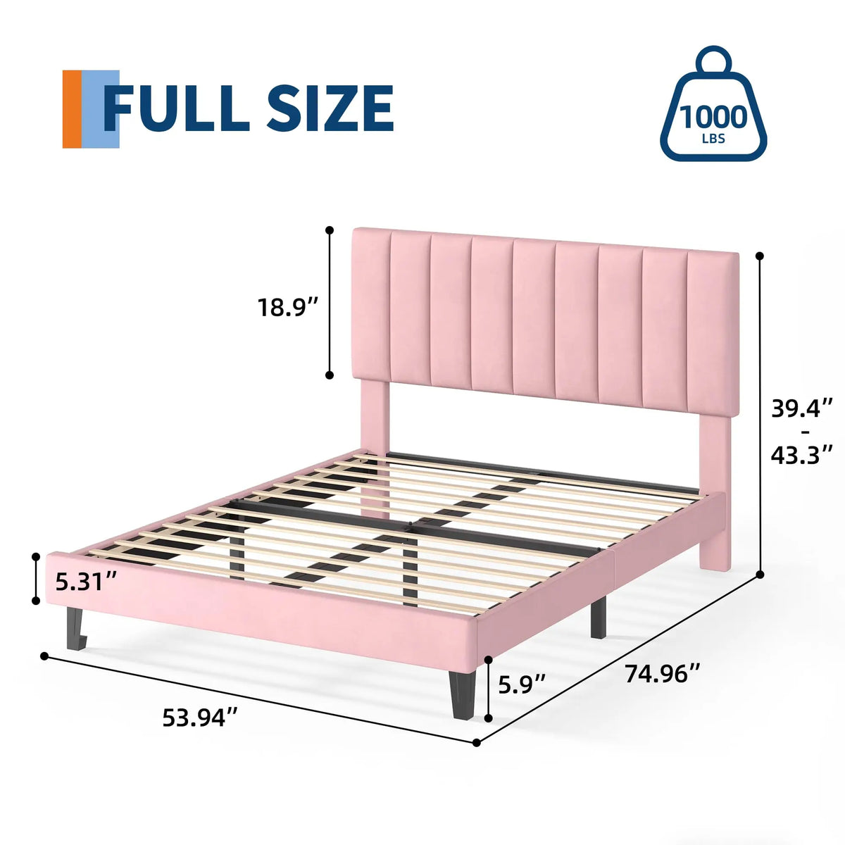 HiMISS Upholstered Platform Bed Frame With Tufted Headboard
