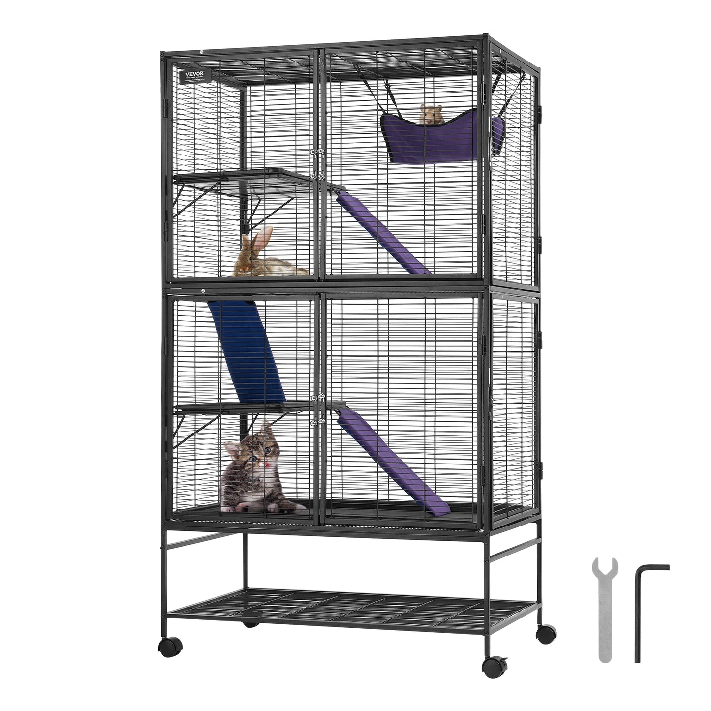 SucceBuy Rolling Metal Ferret Cage 4 Tier Critter Nation Cage