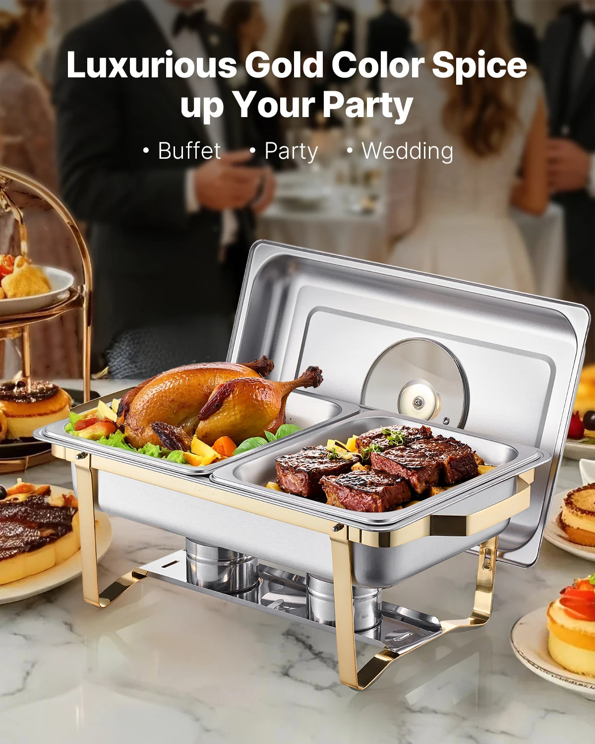 SucceBuy Stainless Steel Chafing Dish Buffet Set For Party Banquet