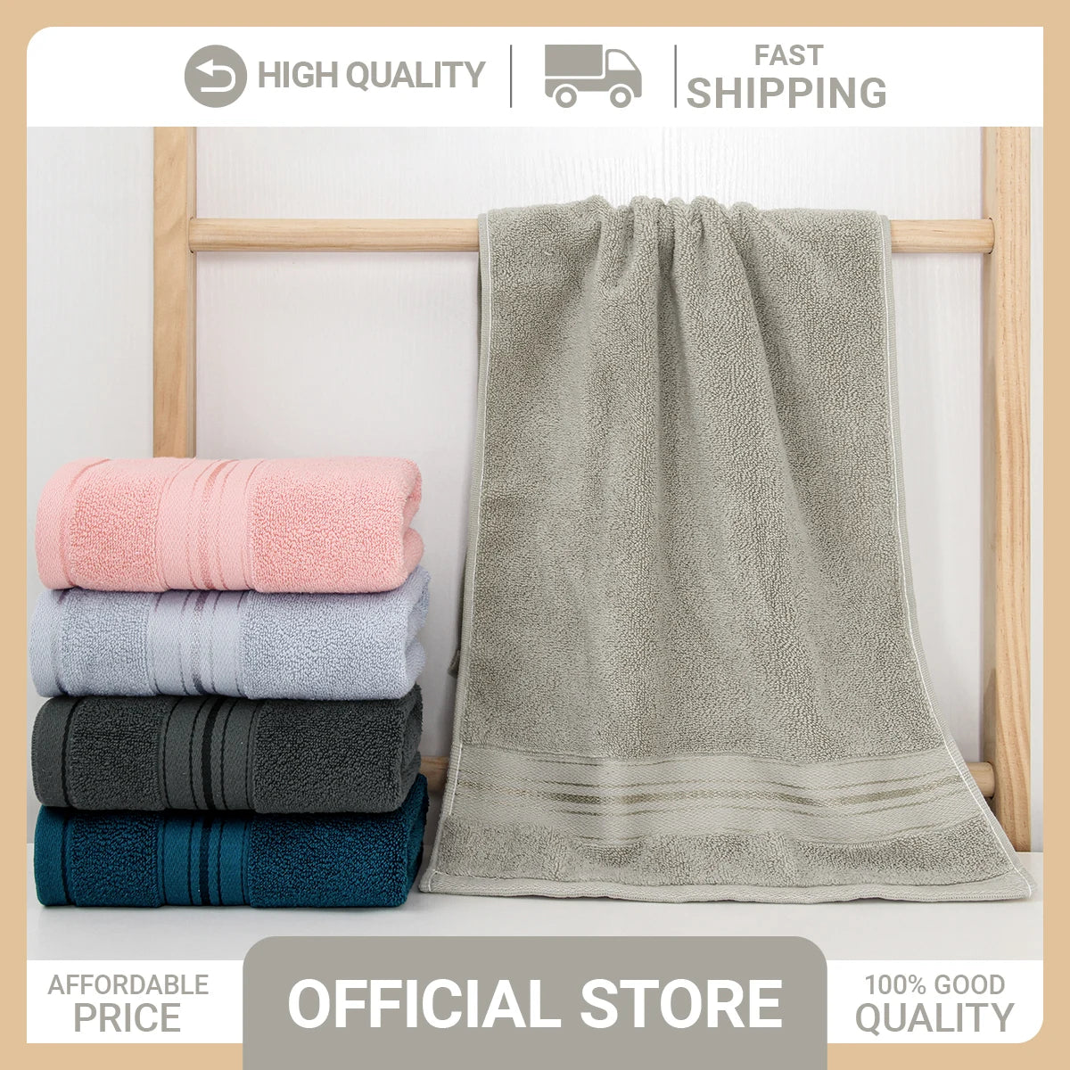 Luxury Cotton 4 Piece Bath Towel Set With Washcloths