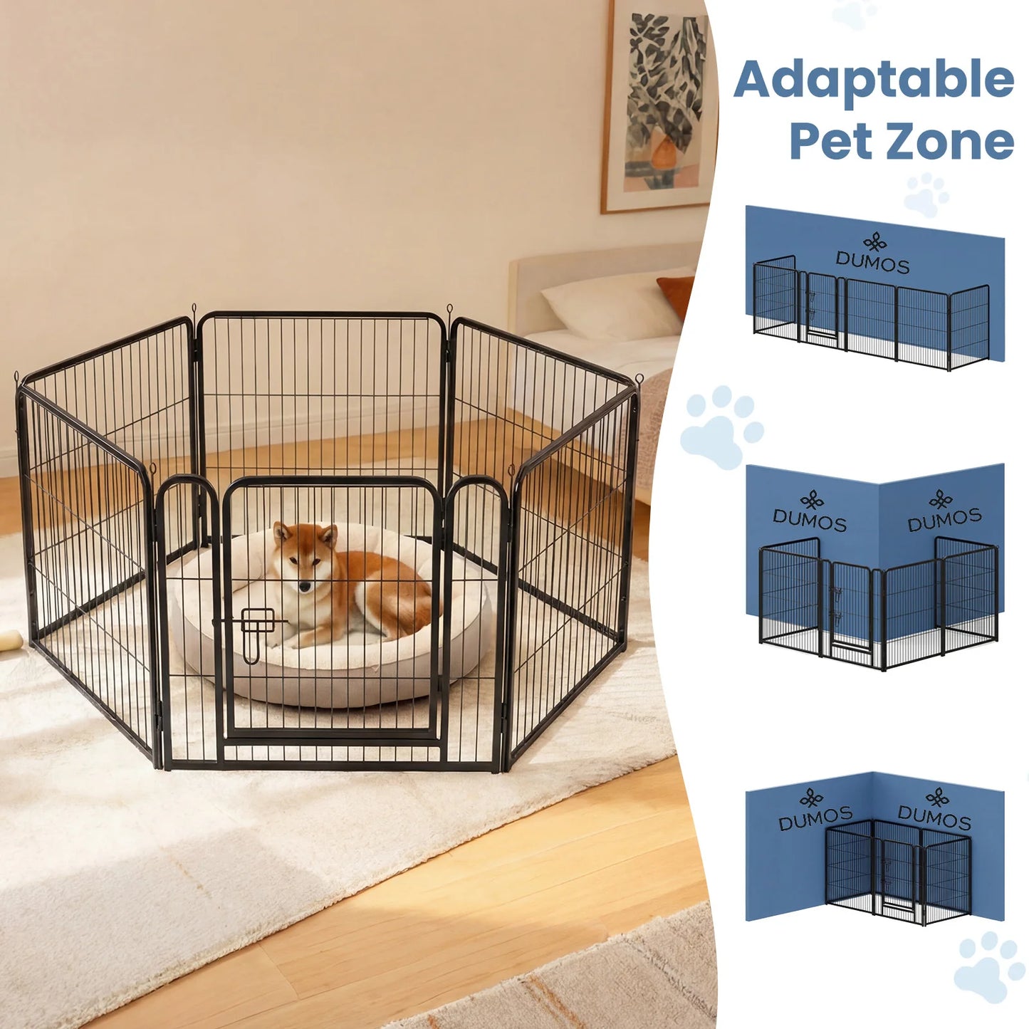 JHK Foldable Metal Dog Playpen For Indoor And Outdoor Use