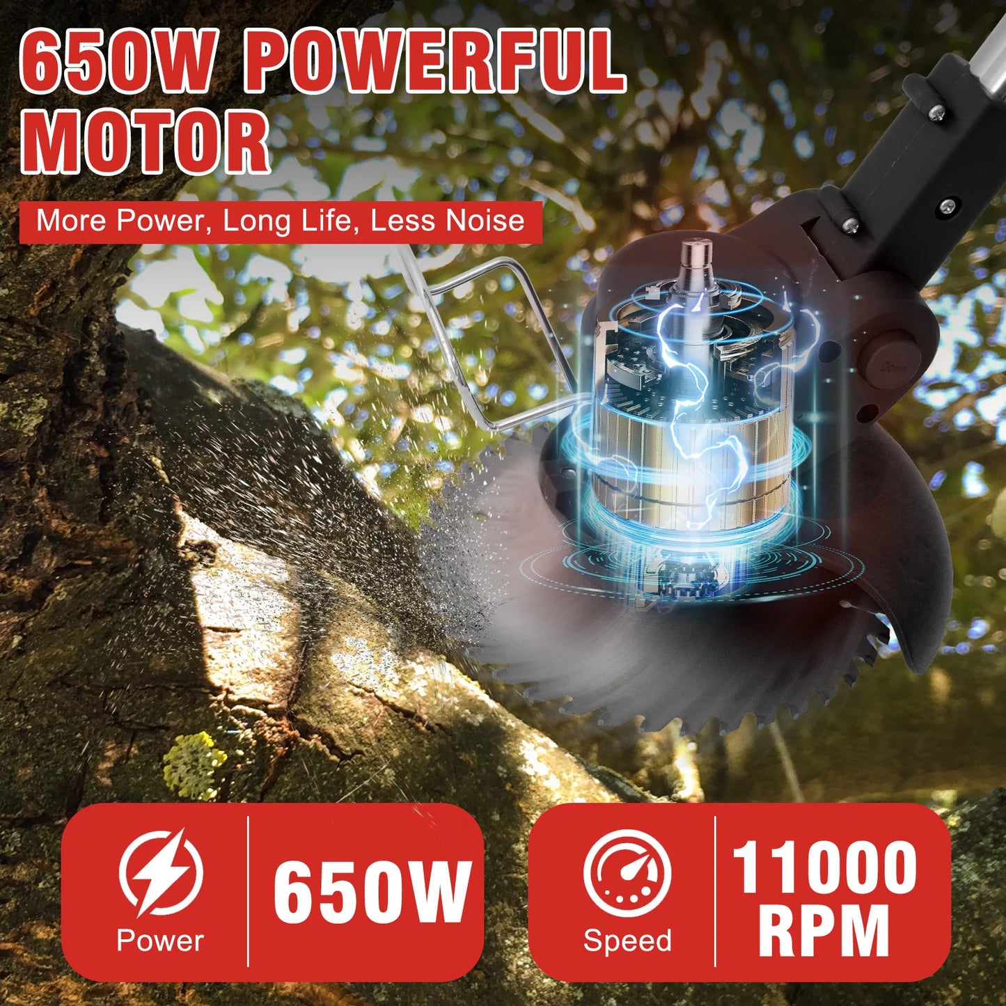 21V Cordless Grass Trimmer 3 In 1 Edger Mower With Batteries