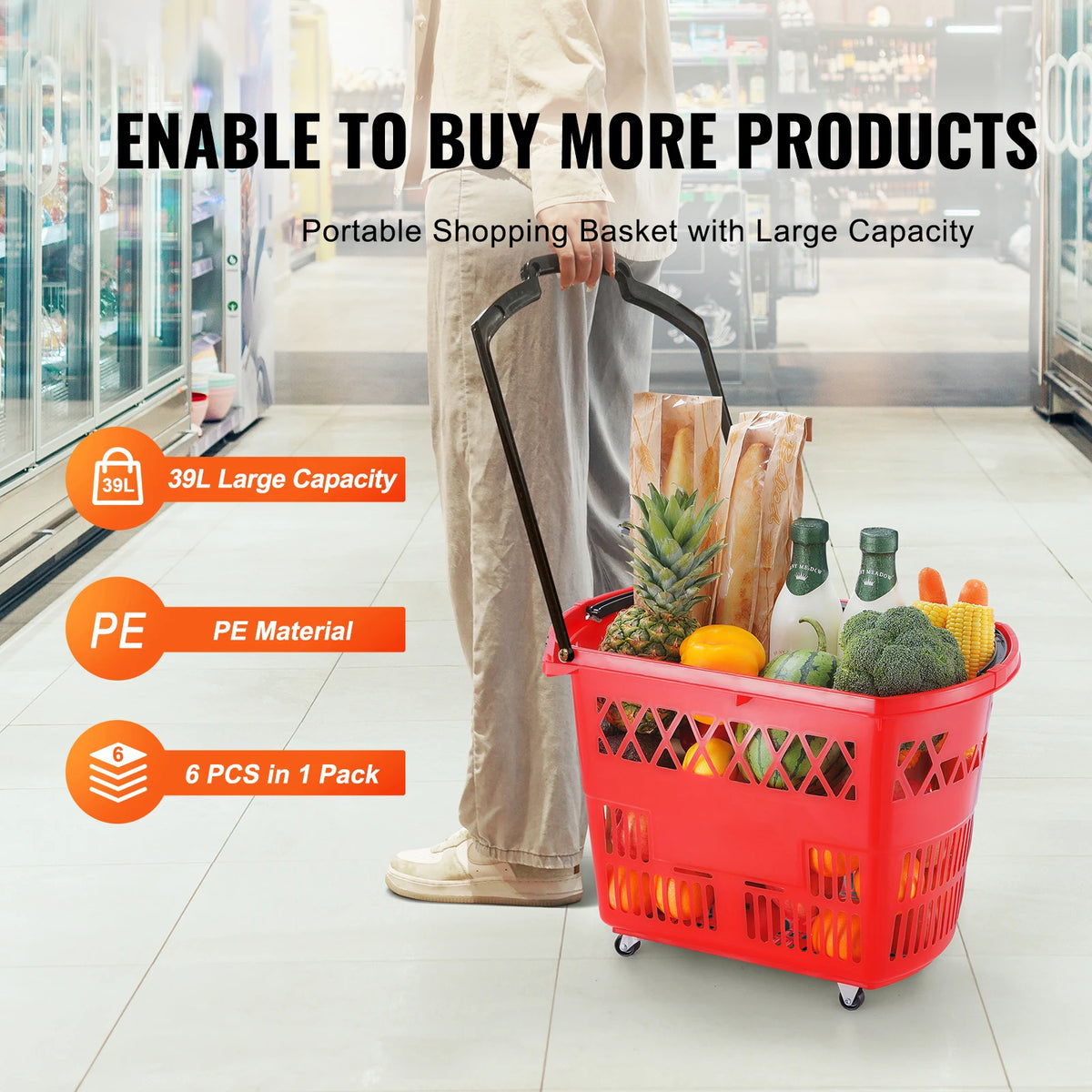 Stackable Rolling Shopping Cart With Wheels For Grocery Use