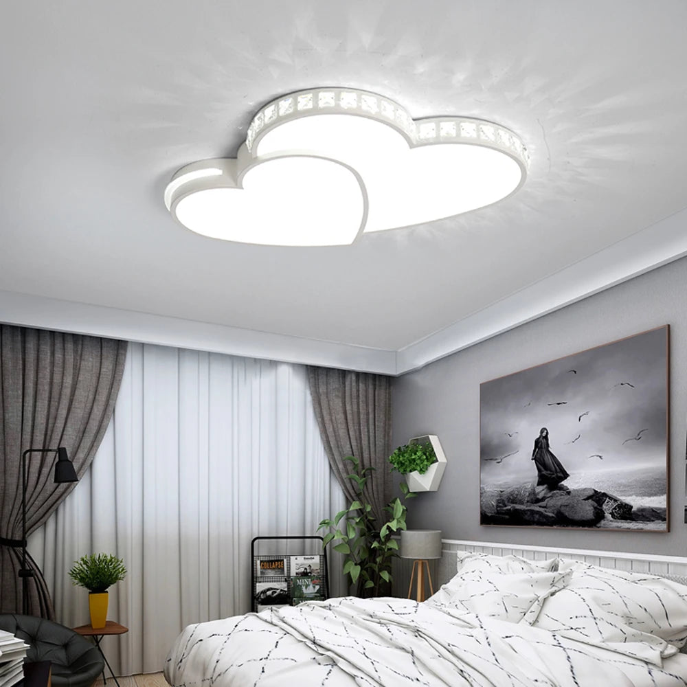 Heart Shaped Crystal LED Ceiling Light Flush Mount for Kids Rooms
