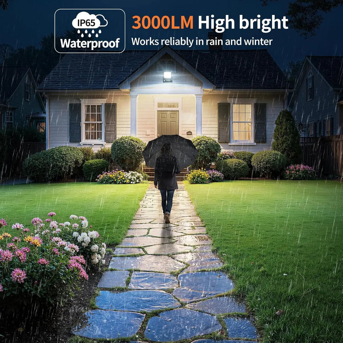 Intelamp Dual Sensor Outdoor Solar Light With 12000mAh Battery