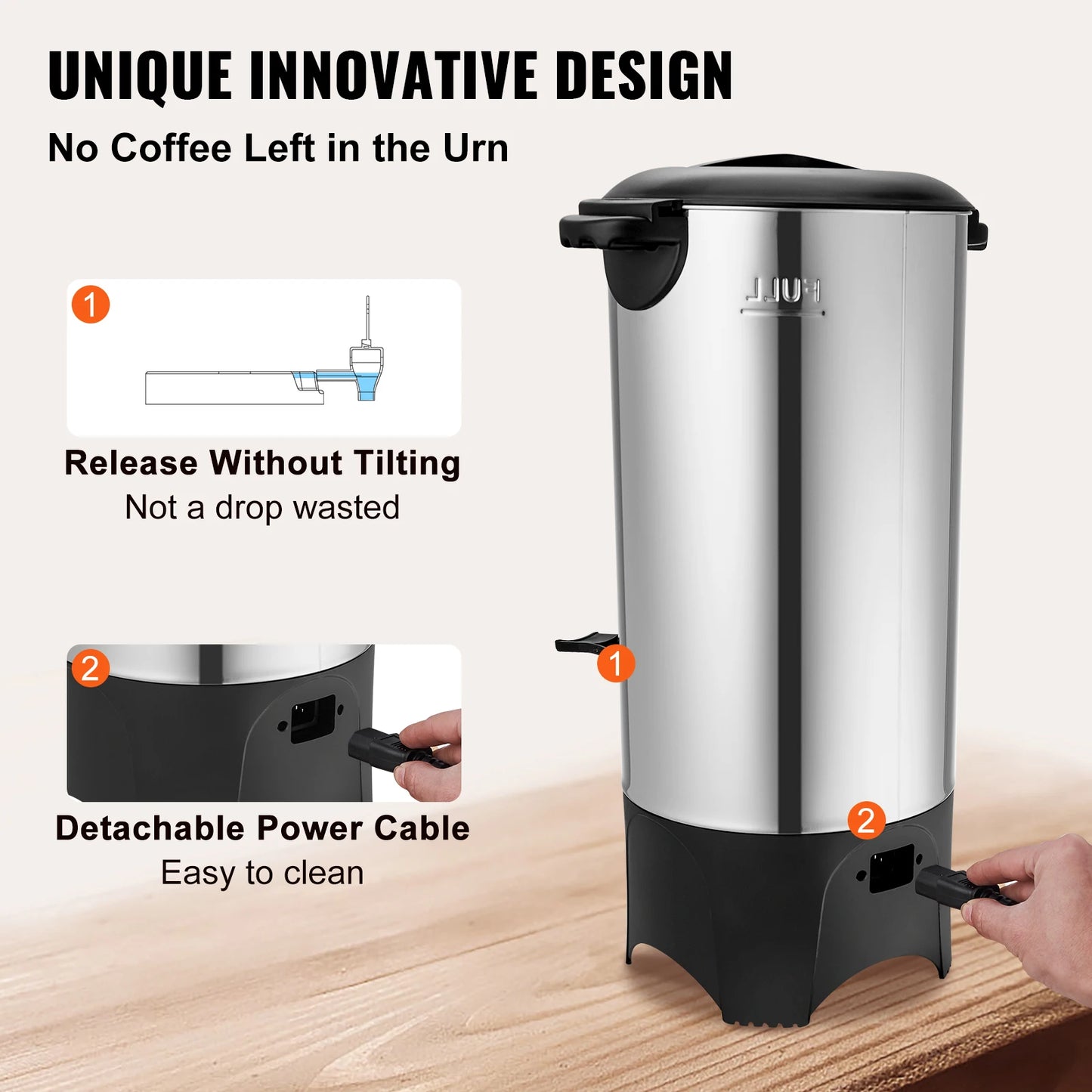 SucceBuy Commercial Coffee Urn Stainless Steel 1000 Watt Electric Brewer