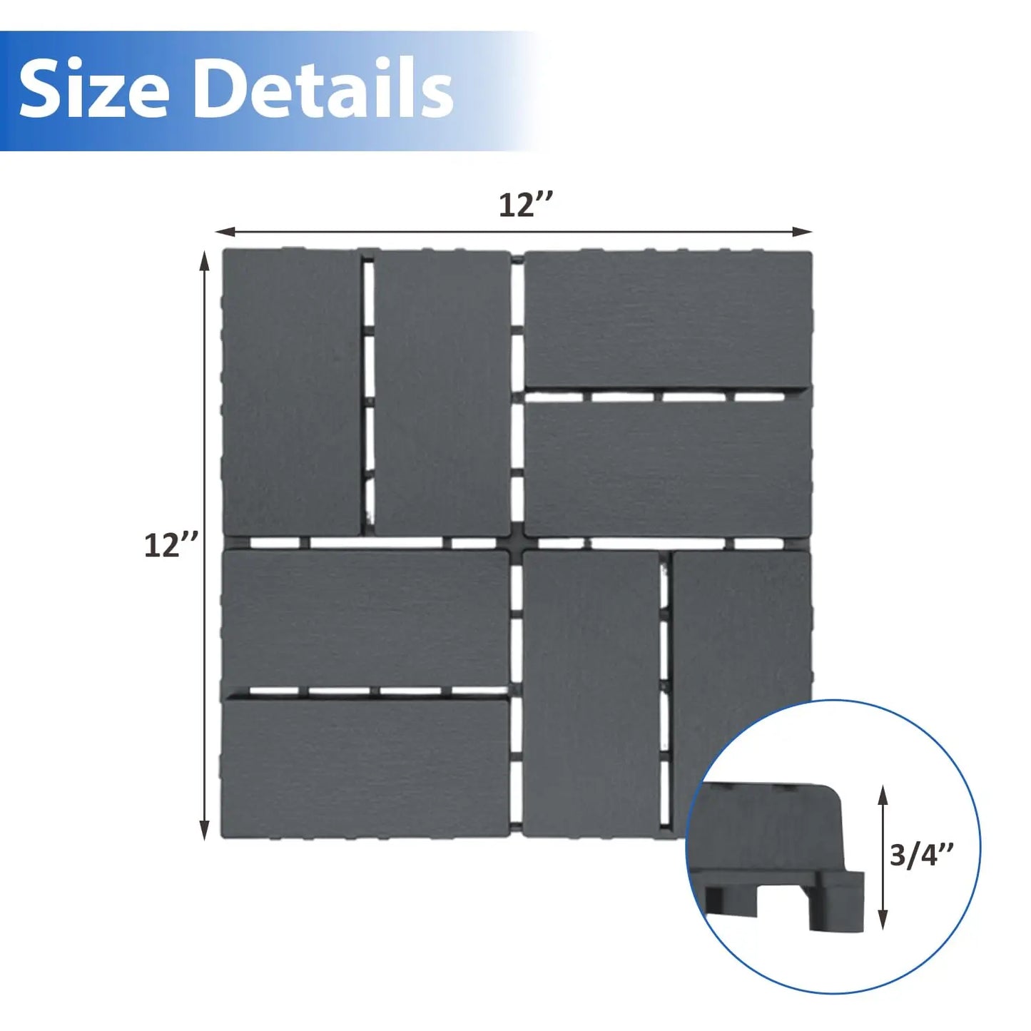 44 Piece Plastic Interlocking Floor Tiles For Garden Patio Balcony