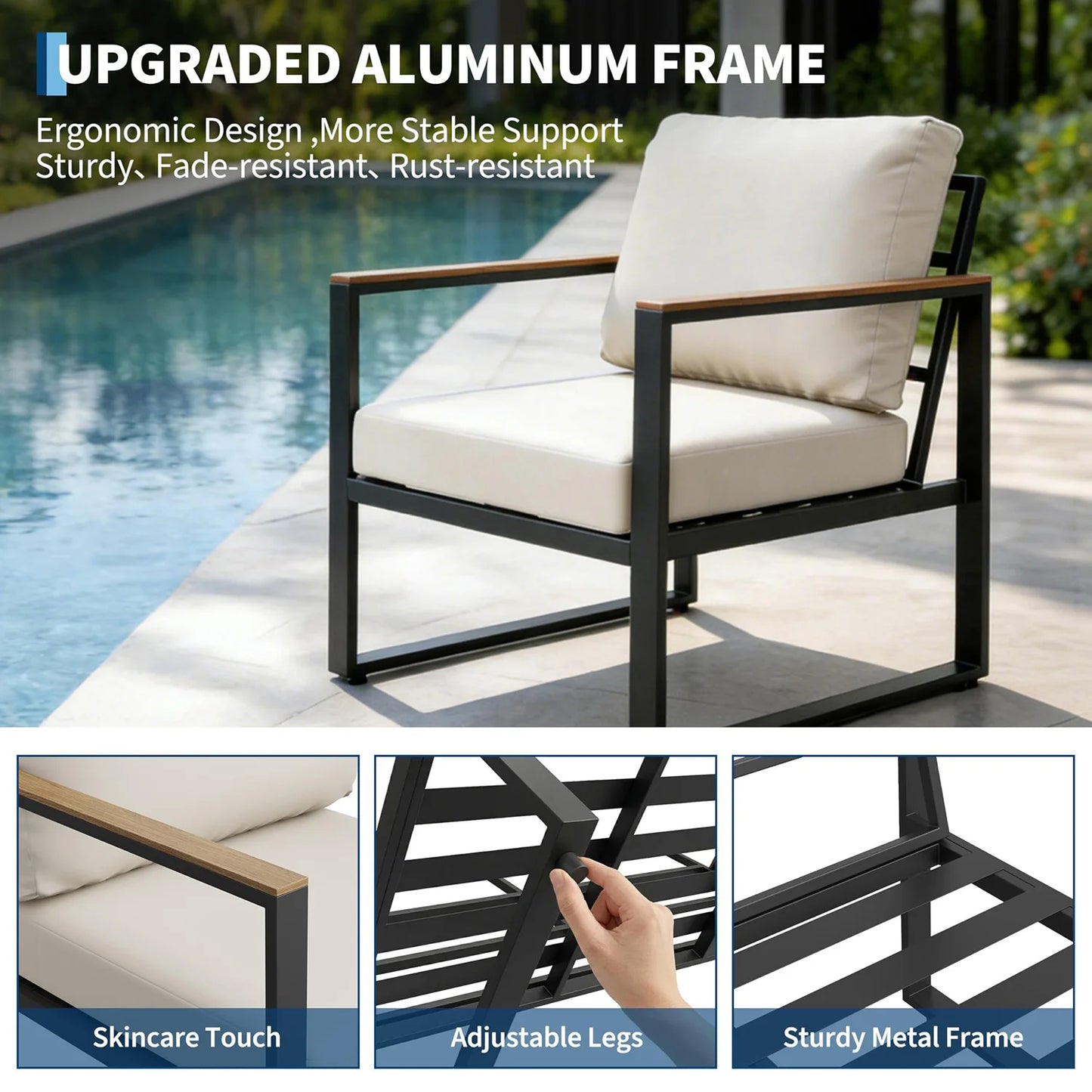 HobbyLane Modern 4-Piece Patio Furniture Set With Coffee Table