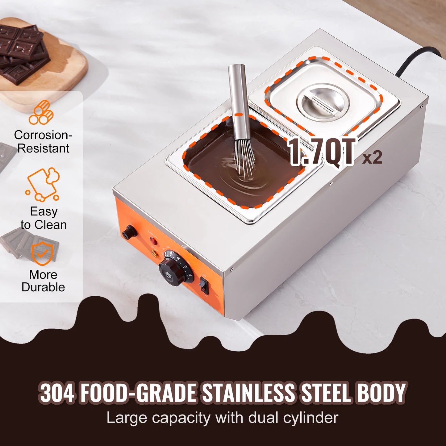 SucceBuy Electric Chocolate Tempering Machine Two Tank Cascade Melter
