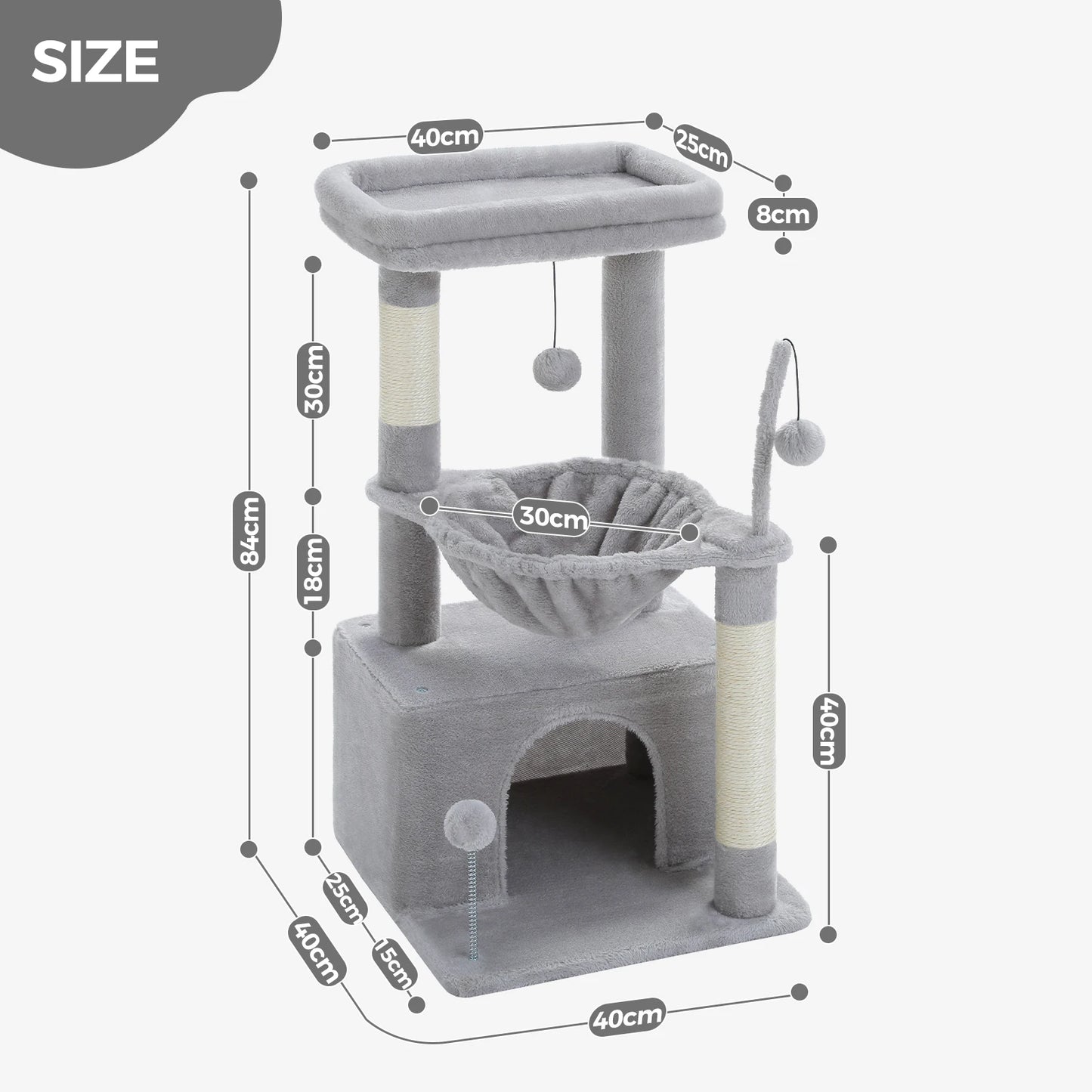 PAWZ Road 4-In-1 Cat Tree With Condo Sisal Scratching Post