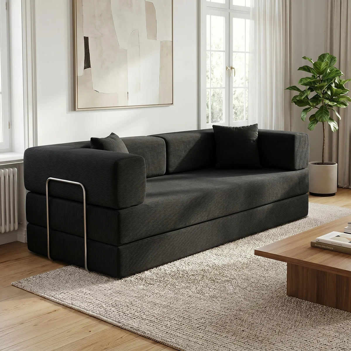 YQzyphyna Futon Sofa Bed Convertible Couch 4 In 1 Comfort