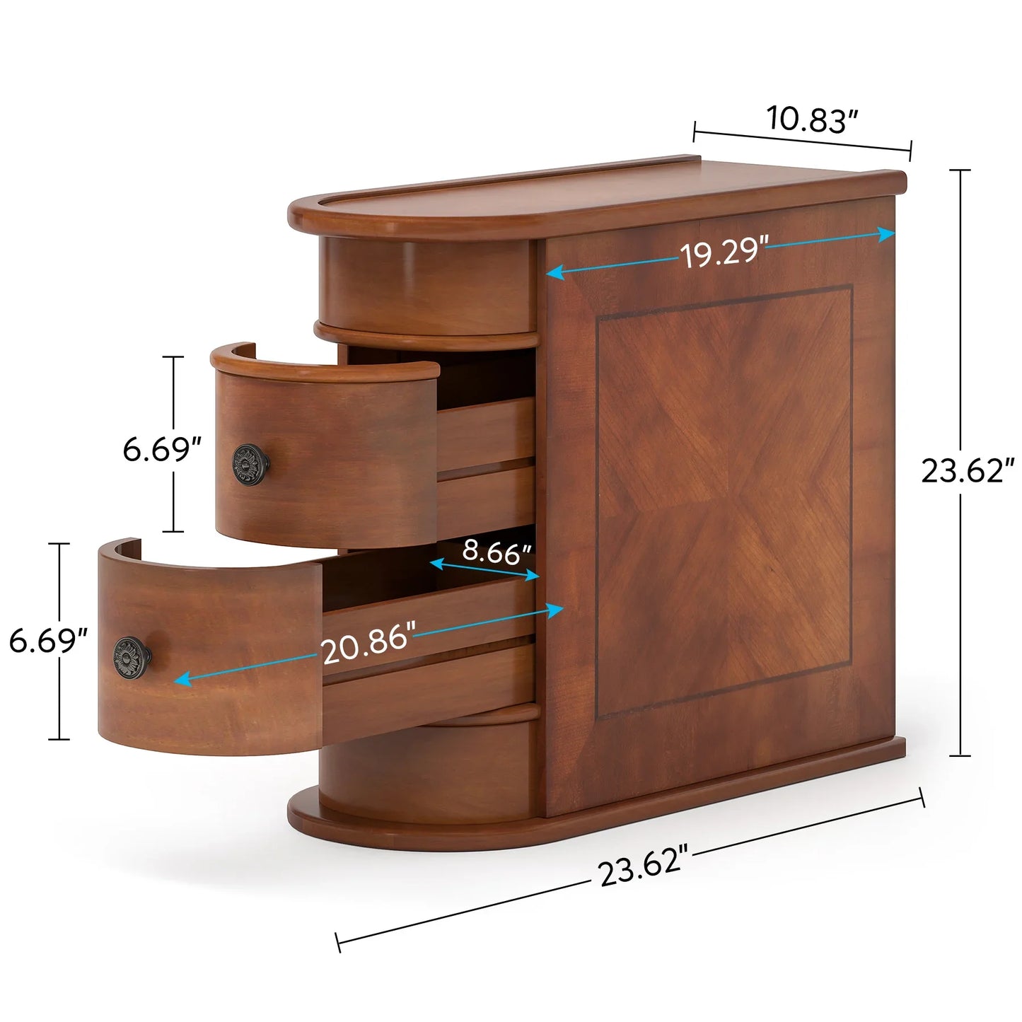 Tribesigns Round Solid Wood End Table With Drawer Nightstand