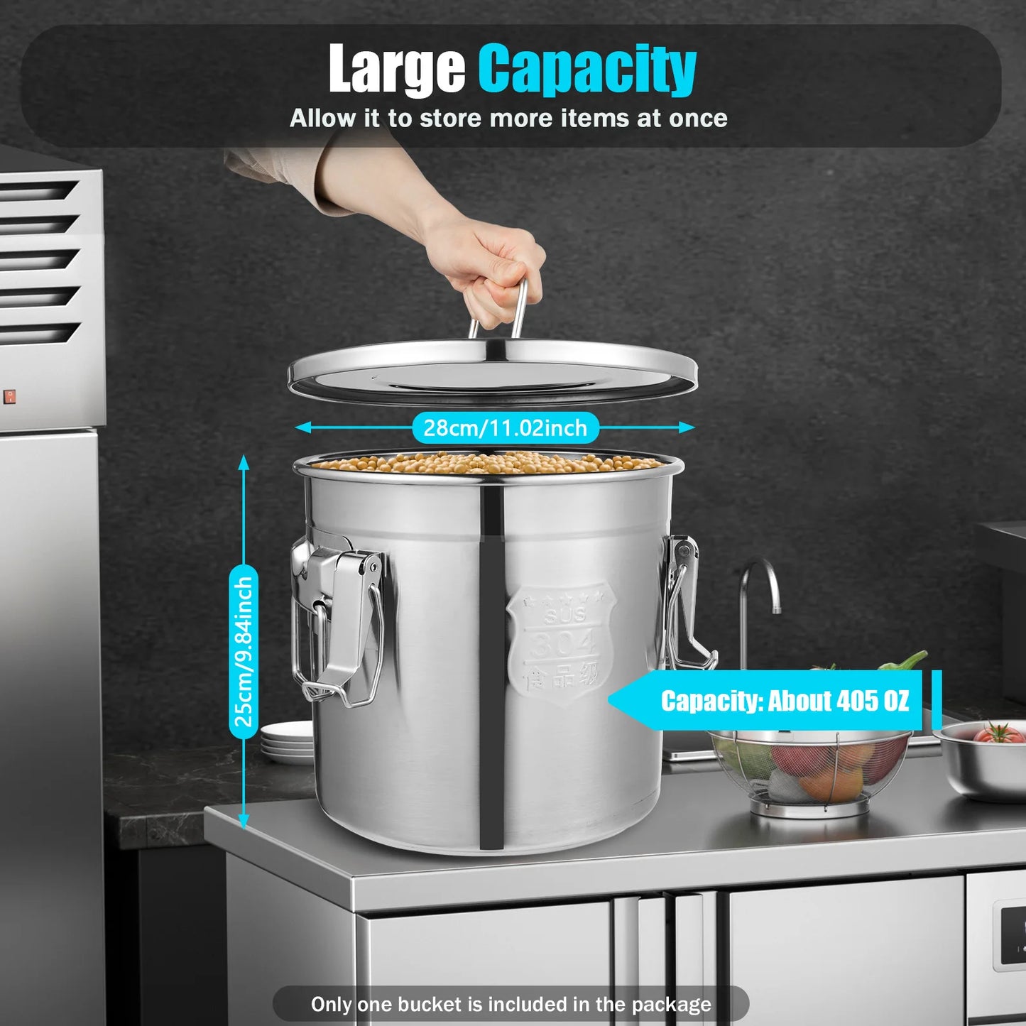 Bymaocar Stainless Steel Cereal Container Airtight Storage Bucket