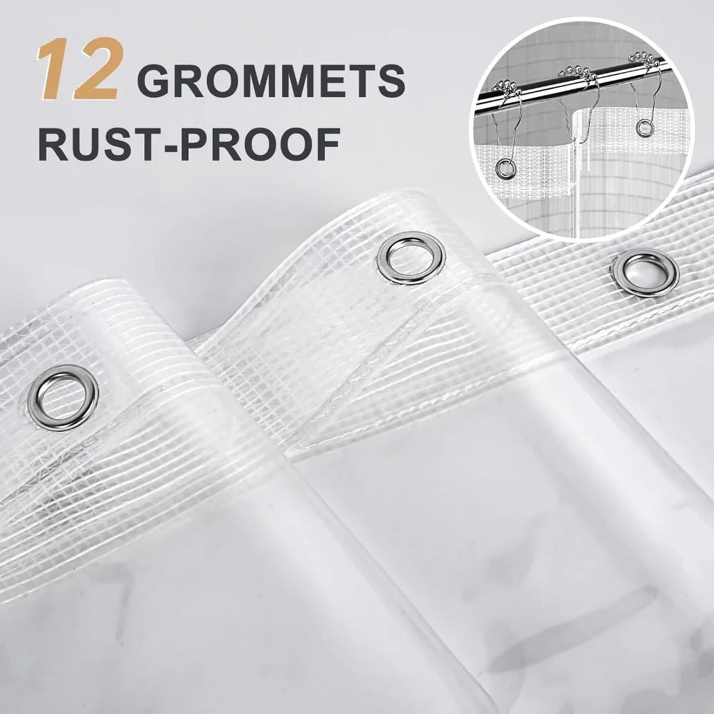 Clear Polyester Shower Curtain Liner With Weighted Bottom Waterproof