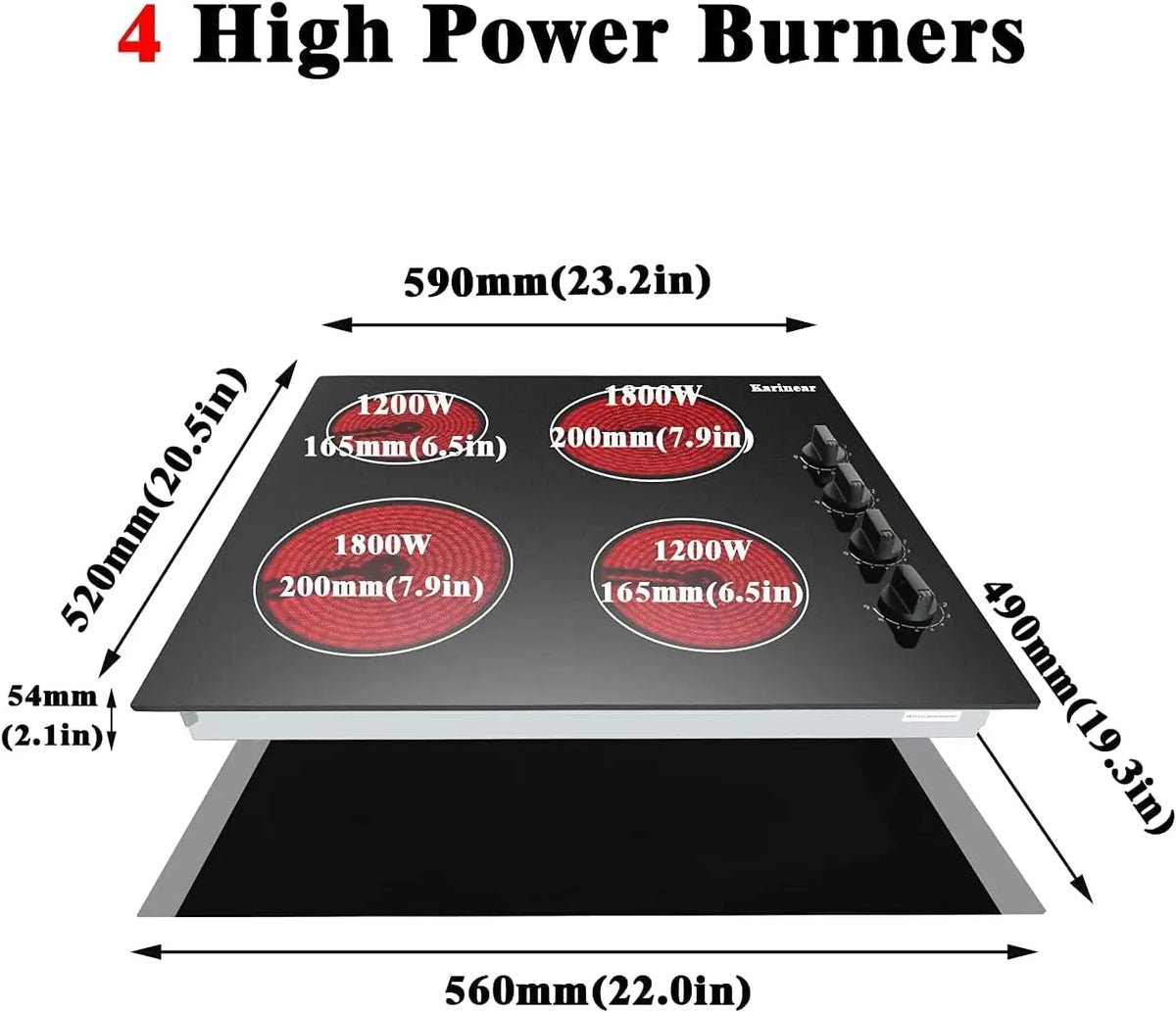 Karinear 4 Burner Electric Cooktop With Precise Temperature Control