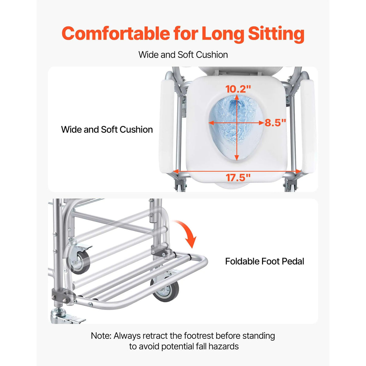 SucceBuy 4 in 1 Bedside Commode Chair With Wheels
