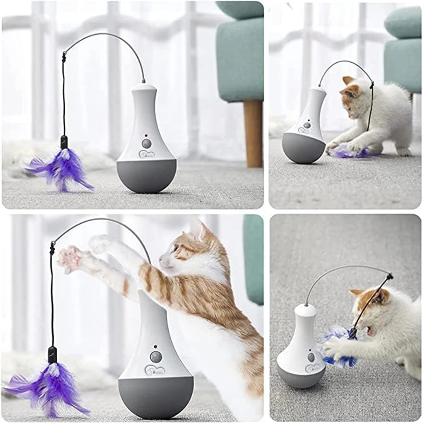 Cat Interactive Feather Toy 360 Degree Rotation For Indoor Play