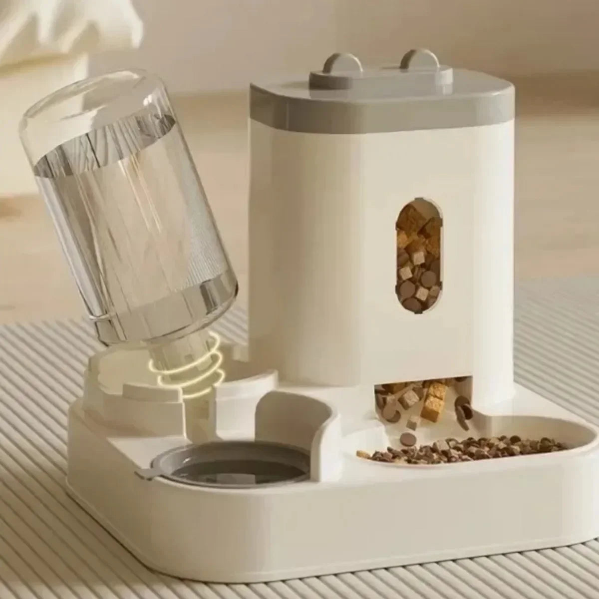 Automatic Feeder Pet Food Bowl With Water Fountain Large Capacity