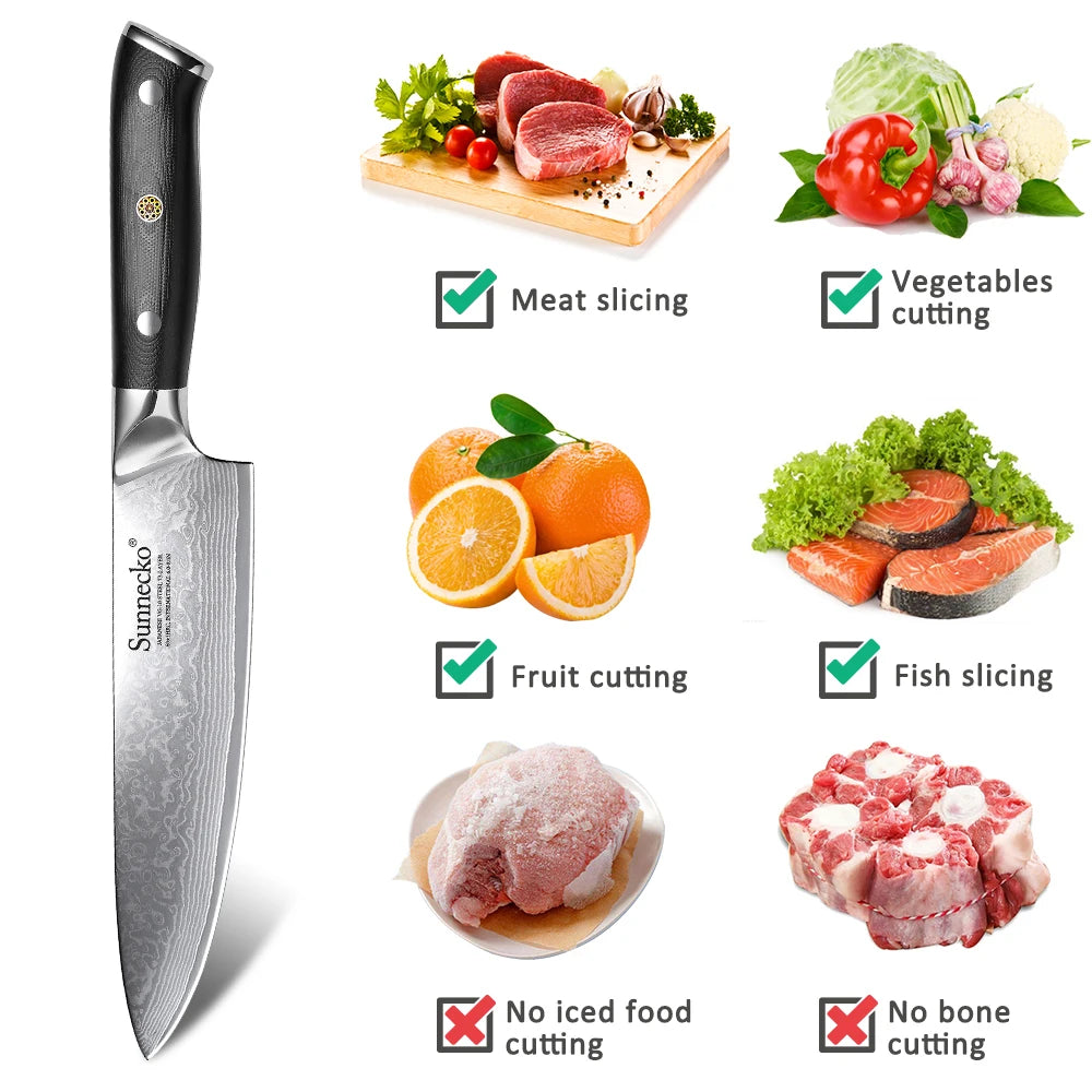Damascus Chef Knife VG10 Damascus Steel Kitchen Knife Ultra Sharp