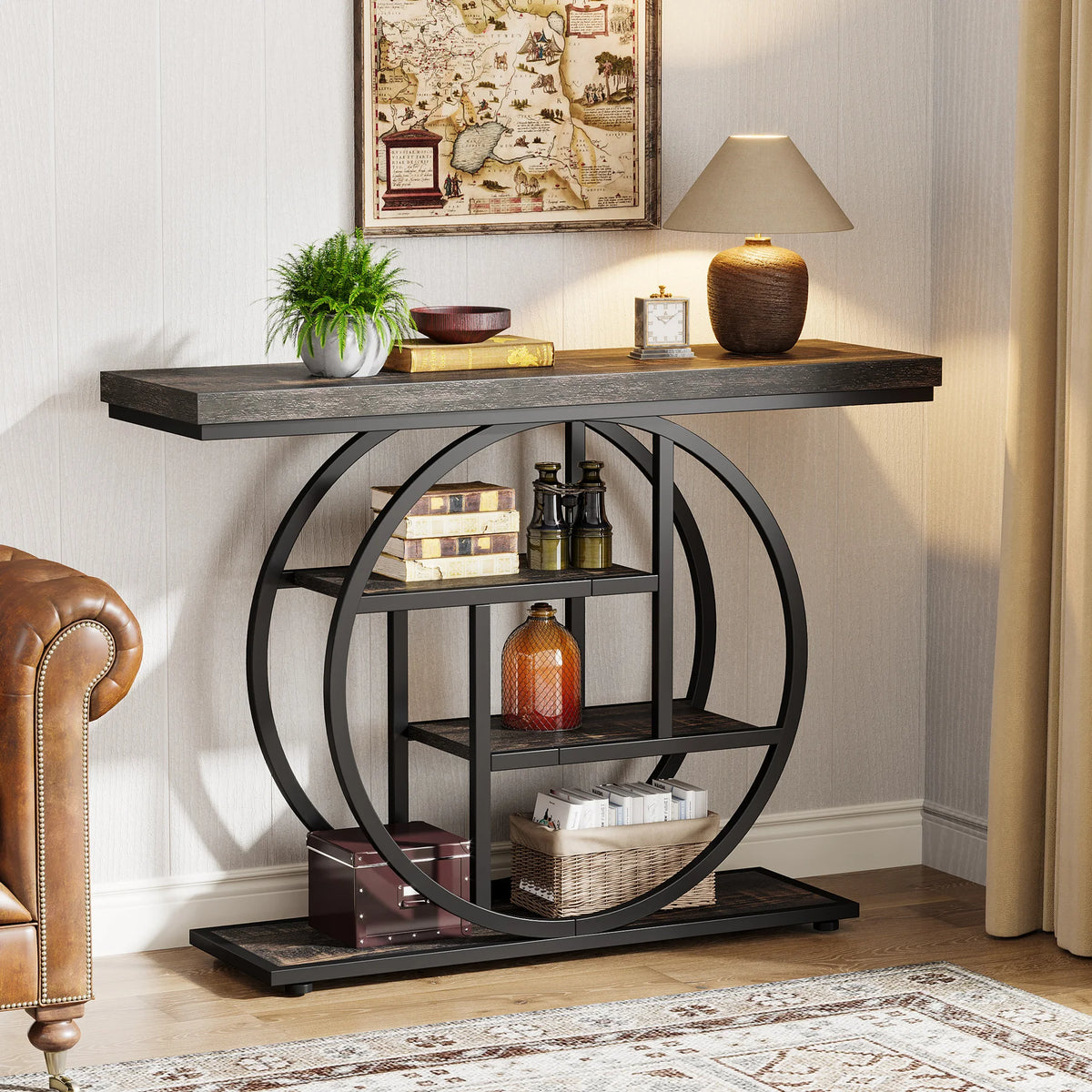 Tribesigns Four Tier Industrial Metal Entryway Console Table