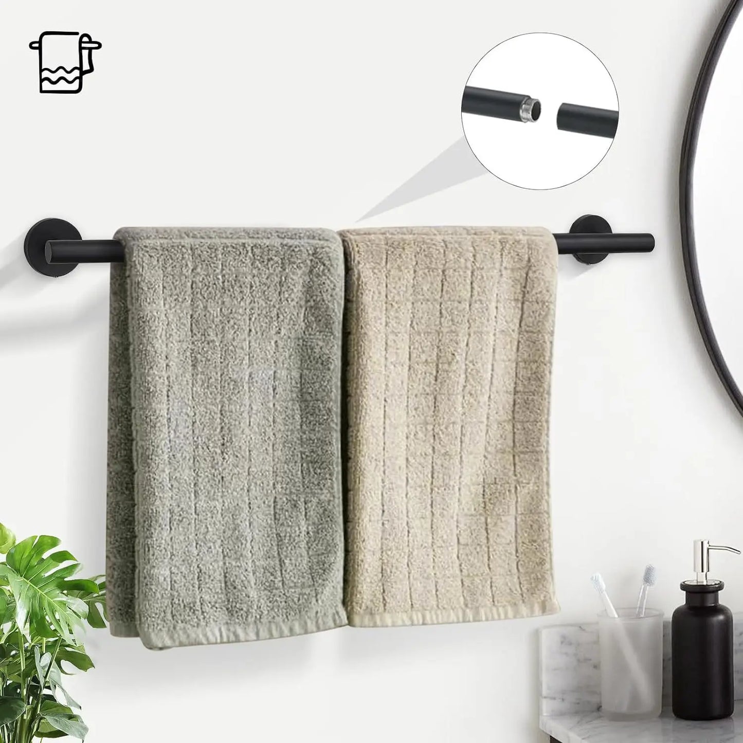 5 Piece Bathroom Hardware Set Stainless Steel Towel Bar Rack