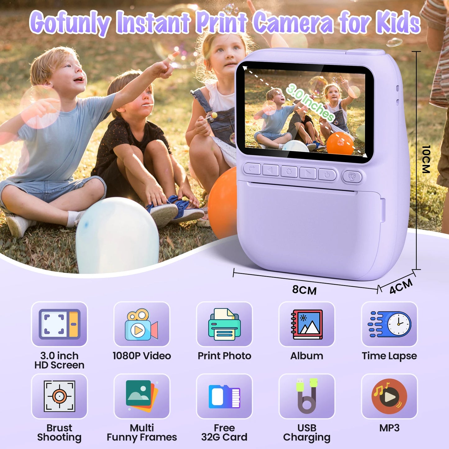 Diamooky CN Kids Digital Camera Instant Print 32MP HD 1080P