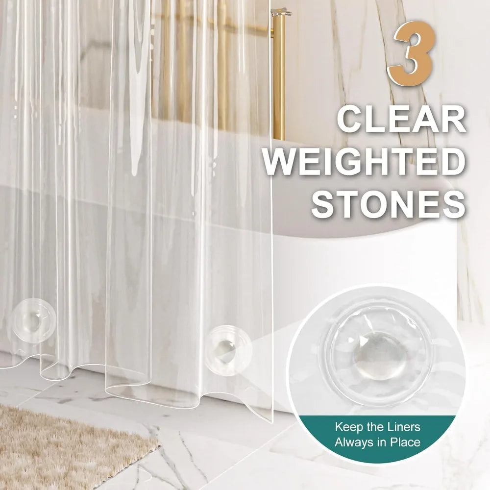 Clear Polyester Shower Curtain Liner With Weighted Bottom Waterproof