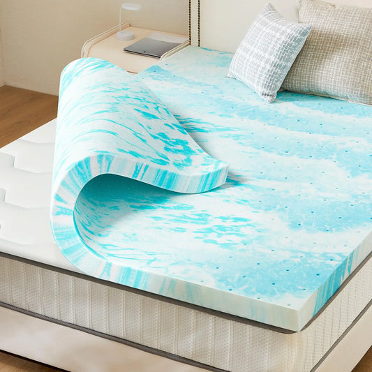 JHK Gel Memory Foam Mattress Topper Cooling Breathable Bed