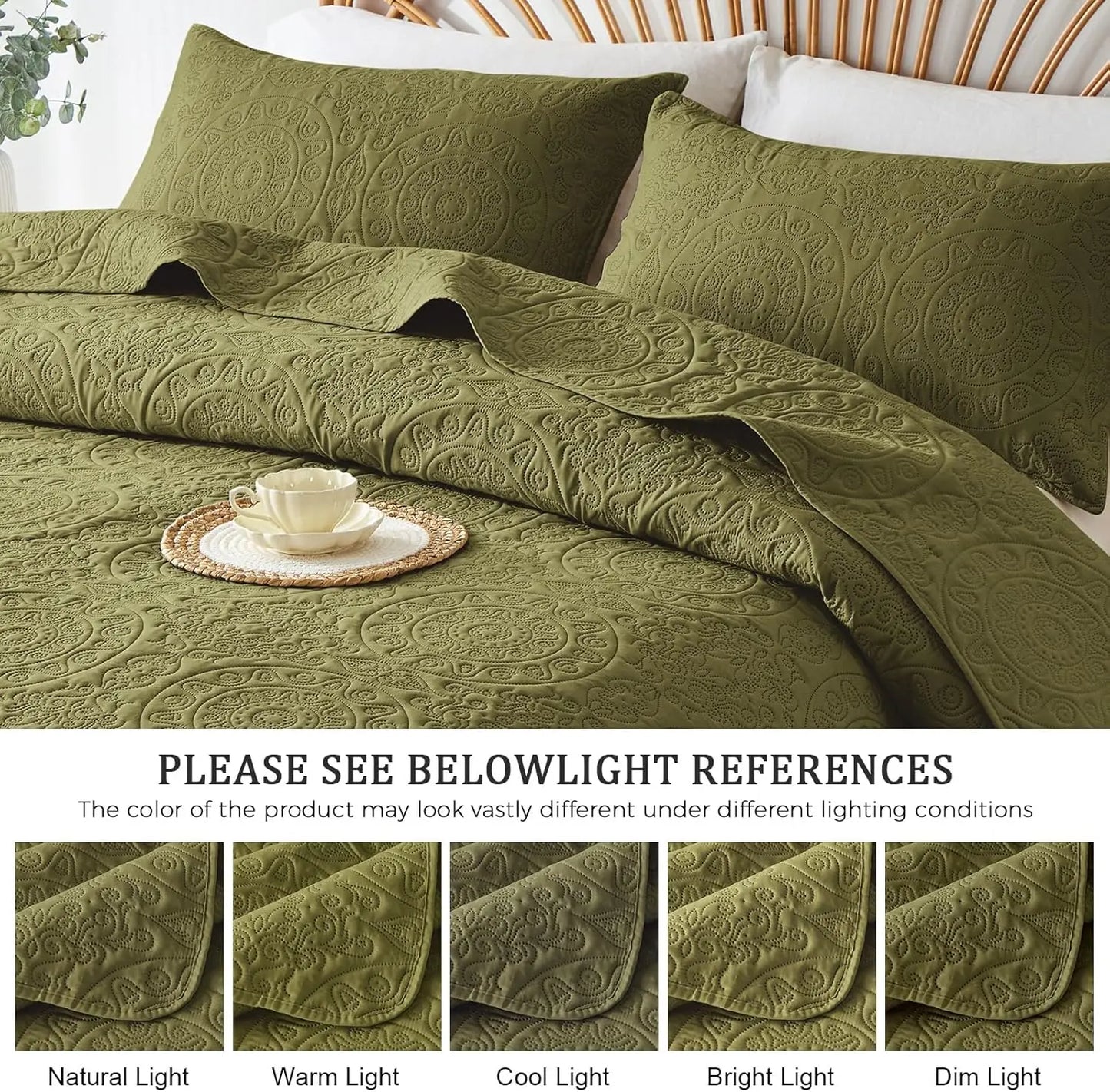 Quilt Set With Pillow Shams Embossed Microfiber Lightweight Bedding