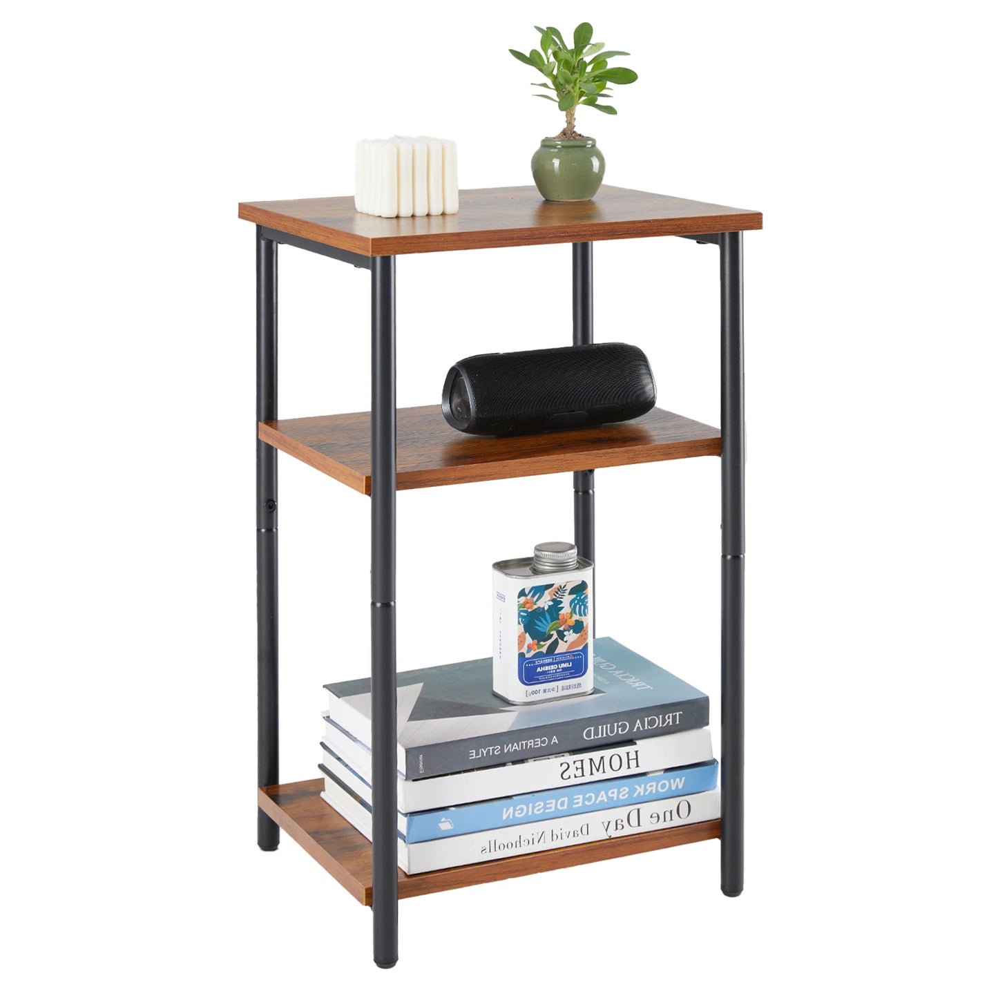 JHK 2 to 3 Tier End Table Featuring Adjustable Feet