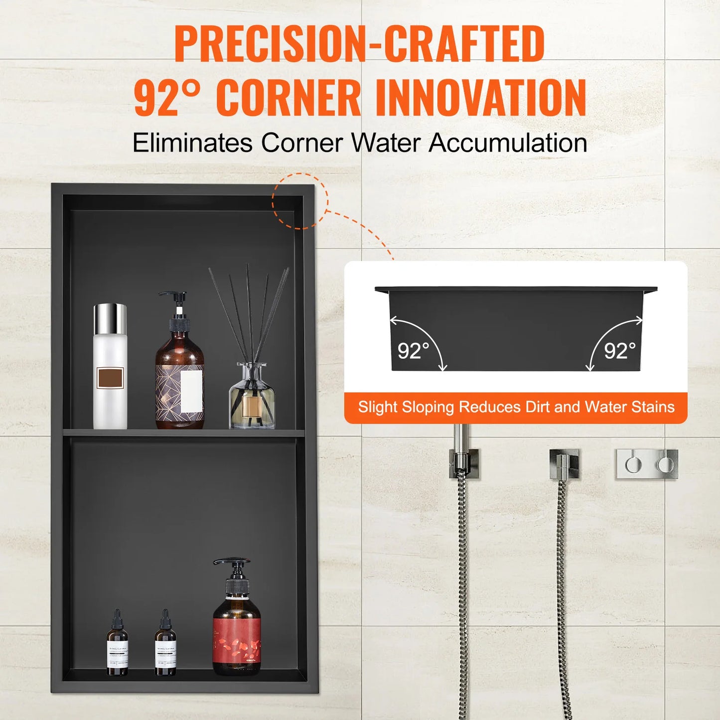 SucceBuy 304 Stainless Steel Recessed Shower Niche With Double Shelves