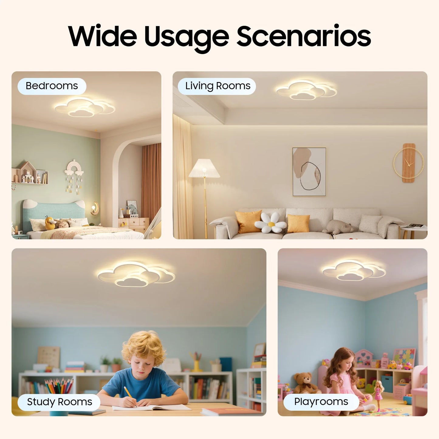 Cloud Shape LED Ceiling Light Fixture Acrylic Three Color Temperature