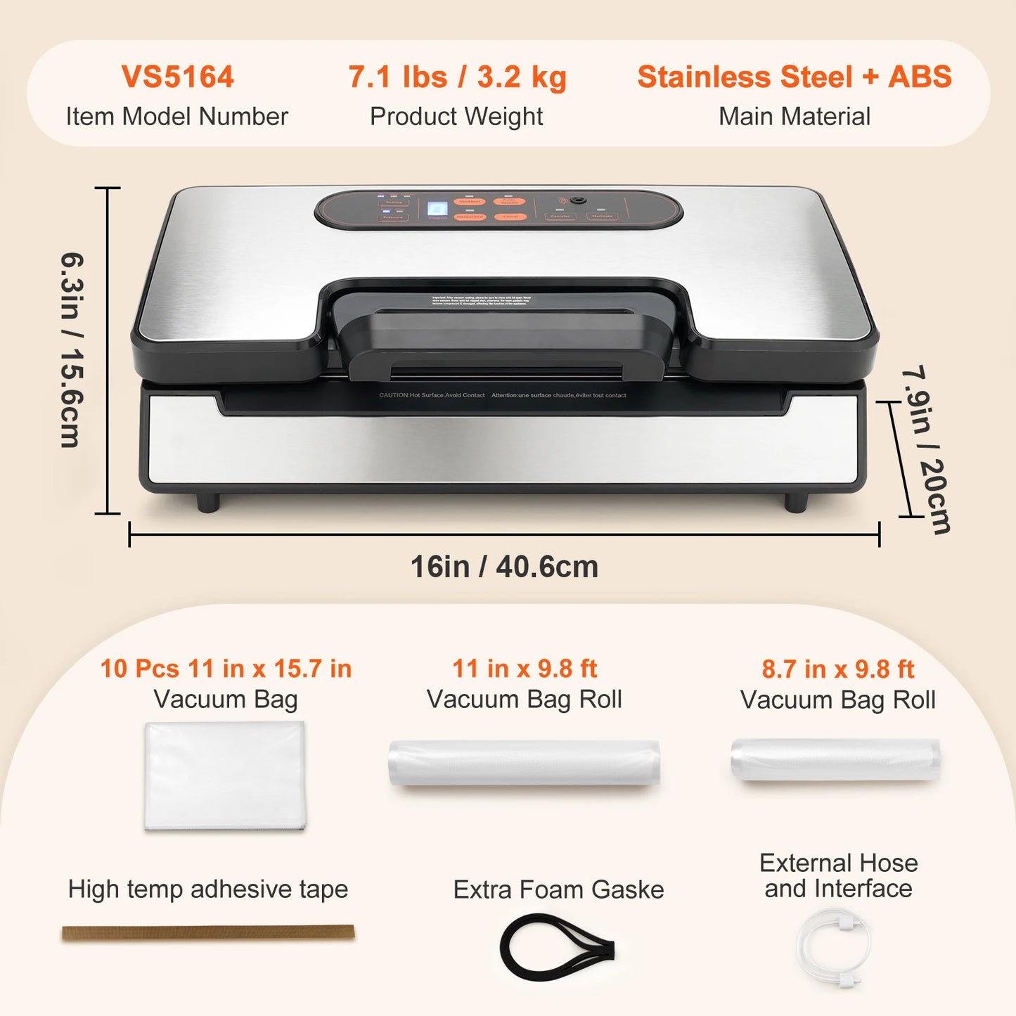 SucceBuy Vacuum Sealer Machine 130W 90Kpa With Free Bags