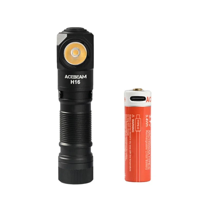 ACEBEAM H16 Headlamp LED Right Angle Flashlight Rechargeable AA Battery