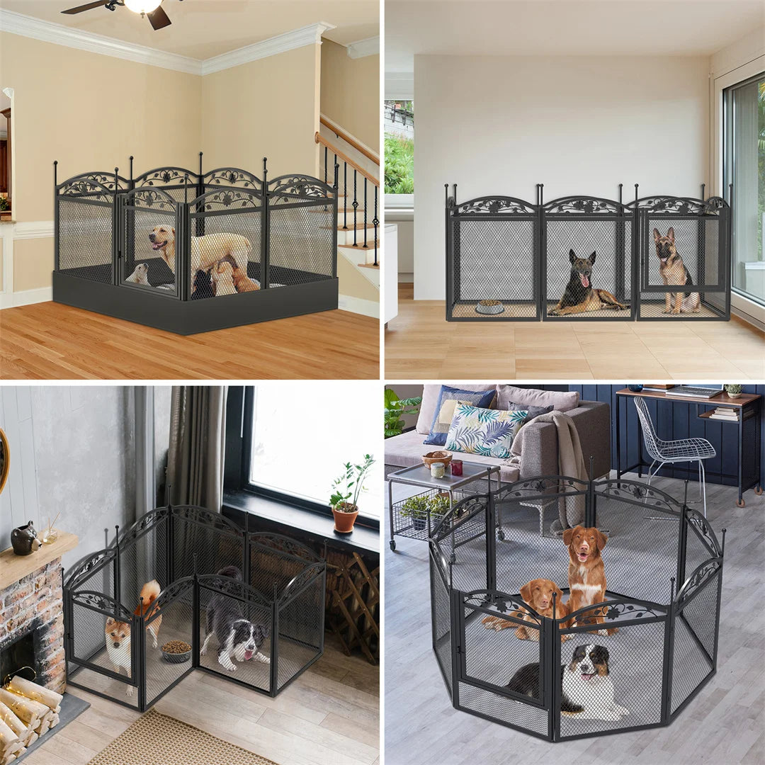 BINGOPAW Heavy Duty Dog Playpen Metal Fence With Waterproof Whelping Pad