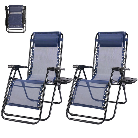MCQ Outdoor Zero Gravity Chairs 2 Folding Recliners With Cupholders