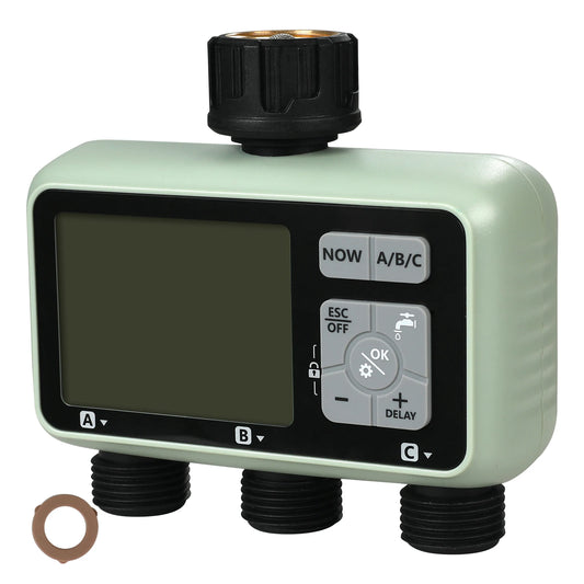SucceBuy 3 Outlet Water Timer With LCD Display And Rain Delay